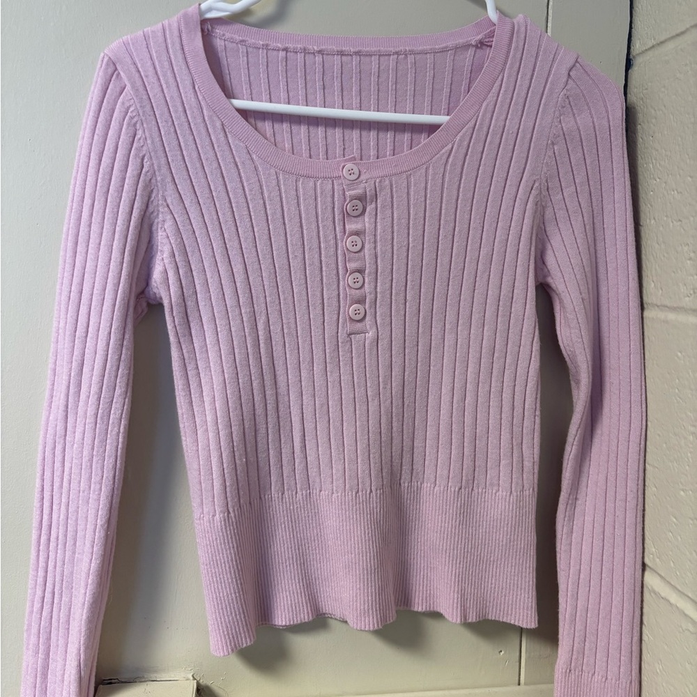 Shein pink women's button up sweater